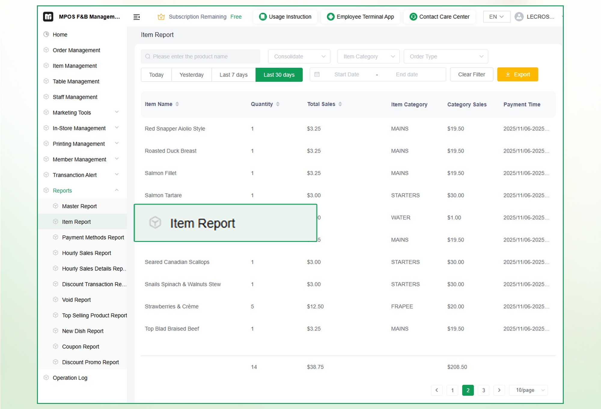 A Guide to the MPOS Item Report Feature