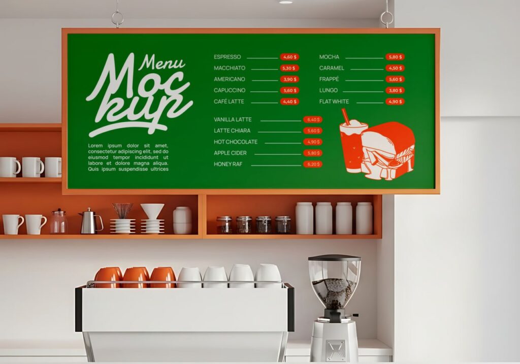 Simple Menu display for the customer